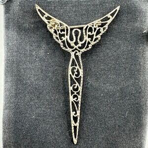 Lavaggi‎ Angel Brooch Sterling Silver 925 Angels of Reconciliation Pin Filigree